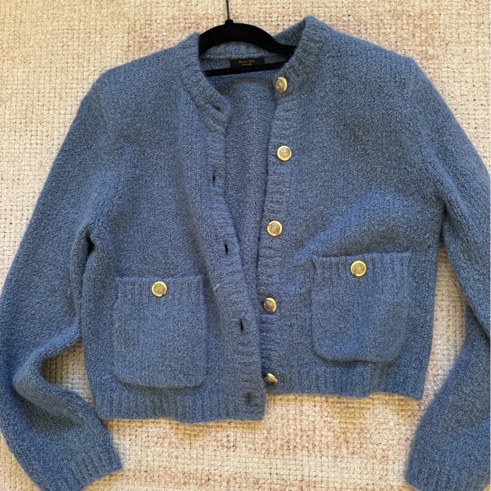 Massimo Dutti Blue Cardigan with Gold Buttons